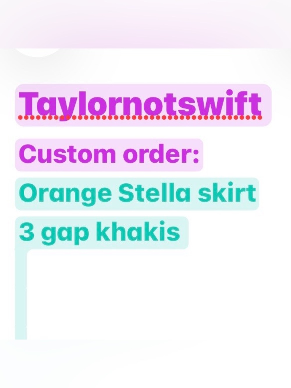 Taylor custom order